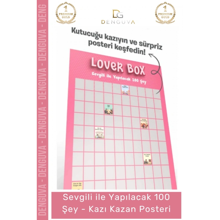#Poster Romantik Sevgililer Günü Hediyesi Tablo Sevgili Yapılacak 100 Şey Kazı Kazan Posteri