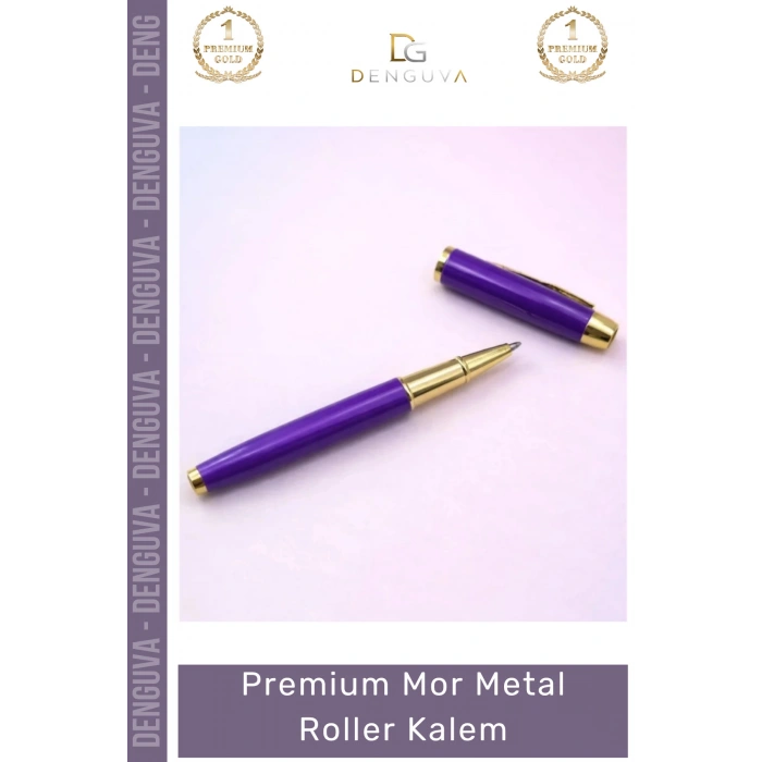 #Kalem Lüks Ofis Hediyesi Logo Baskılı Ergonomik Tasarım Kaliteli Premium Mor Metal Roller Kalem