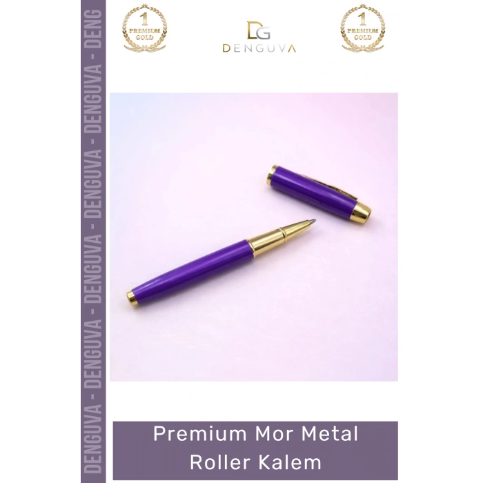 #Kalem Lüks Ofis Hediyesi Logo Baskılı Ergonomik Tasarım Kaliteli Premium Mor Metal Roller Kalem