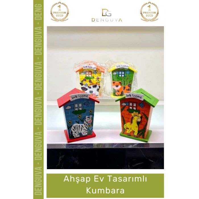#Kumbara Dekoratif Eğitici Çocuk Hediyesi Doğal Tasarruf Odaklı Şık Ahşap Ev Tasarımlı Kumbara