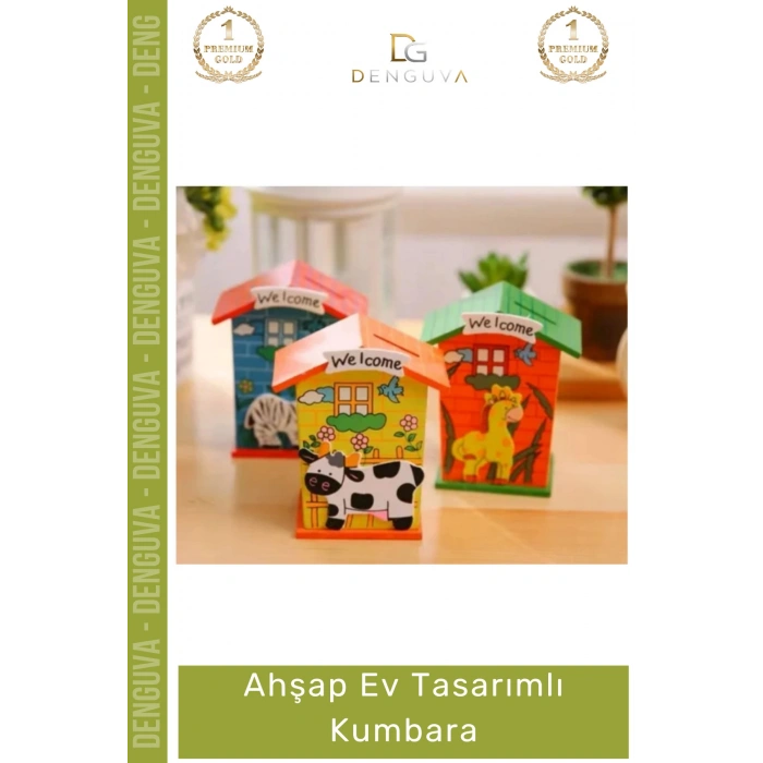 #Kumbara Dekoratif Eğitici Çocuk Hediyesi Doğal Tasarruf Odaklı Şık Ahşap Ev Tasarımlı Kumbara
