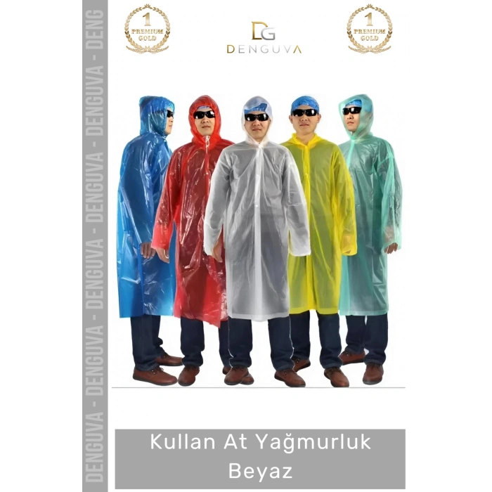 #Yağmurluk Su Geçirmez Kapüşonlu Polietilen Dayanıklı Pratik Hafif Kullan At Yağmurluk Beyaz