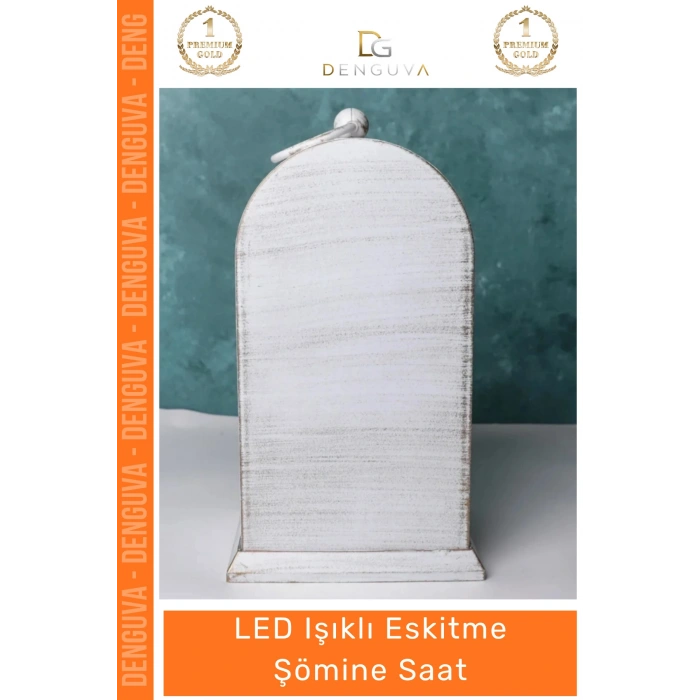 #Saat Antik Dekoratif Nostaljik Fener Masaüstü Hareketli Alevli LED Işıklı Eskitme Şömine Saat