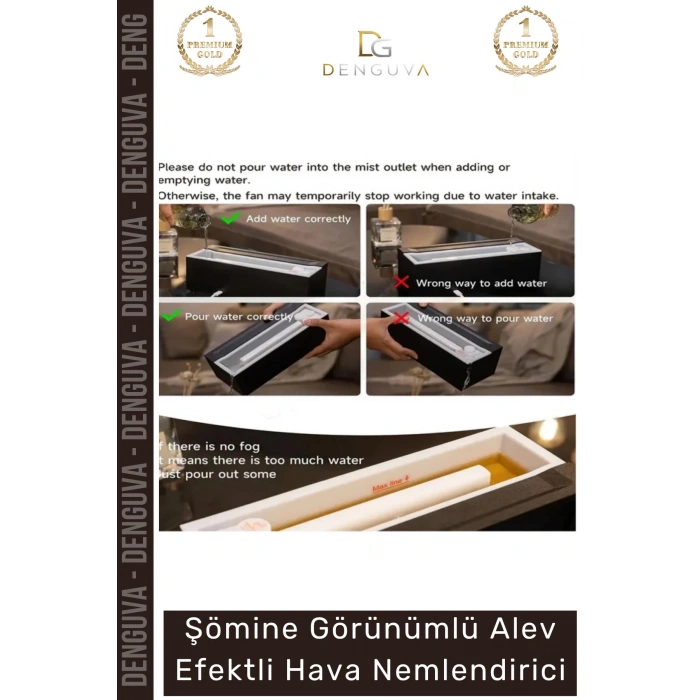 #HavaNemlendirici Şömine Görünümlü Ultrasonik LED Uzaktan Kumandalı Modern Alev Efektli Hava Nemlendirici