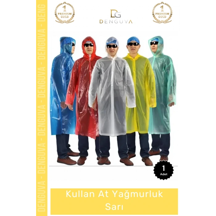 #Yağmurluk Su Geçirmez Kapüşonlu Pratik Polietilen Ekonomik Dayanıklı Hafif Kullan At Yağmurluk Sarı