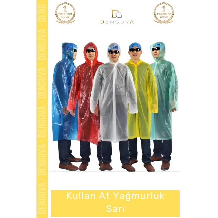 #Yağmurluk Su Geçirmez Kapüşonlu Pratik Polietilen Ekonomik Dayanıklı Hafif Kullan At Yağmurluk Sarı