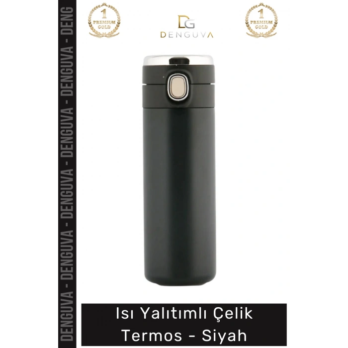 #Termos Paslanmaz Çift Katmanlı Vakum İzolasyonlu Sızdırmaz Mat 304 Matara Çelik Termos Siyah