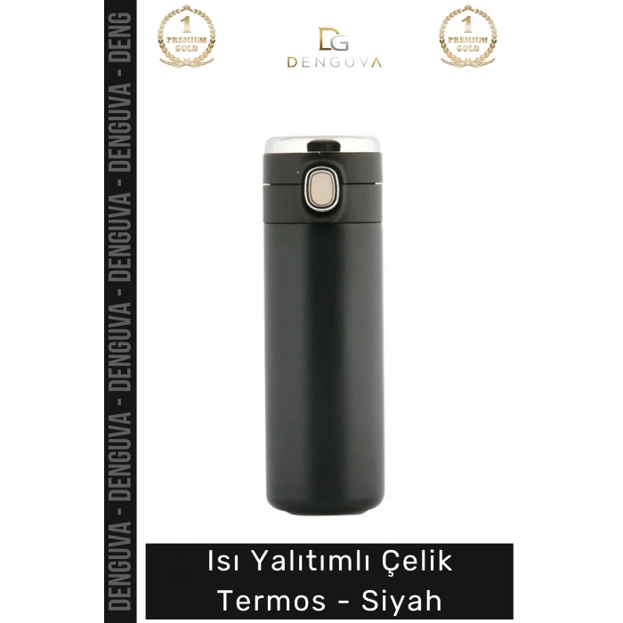 #Termos Paslanmaz Çift Katmanlı Vakum İzolasyonlu Sızdırmaz Mat 304 Matara Çelik Termos Siyah