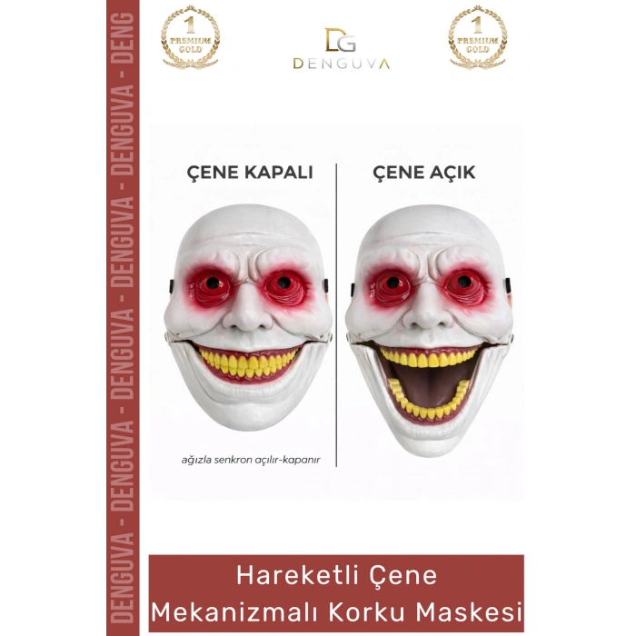#KorkuMaskesi Hareketli Çene Gerçekçi Tasarım Sahne Performansı Mekanizmalı Kırmızı Korku Maskesi