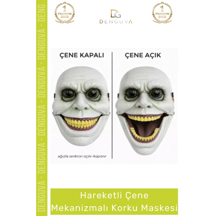 #KorkuMaskesi Hareketli Çene Gerçekçi Halloween Sahne Kostümü Aksesuar Mekanizmalı Yeşil Korku Maskesi