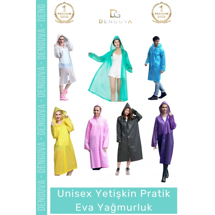#Yağmurluk Su Geçirmez Mor Şık Hafif Dayanıklı Kapüşonlu Kalite Pratik Eva Yağmurluk 1 Adet