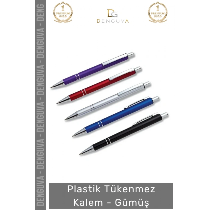 #Kalem Kurumsal Logo Baskılı Promosyon Tasarım Şık Ofis Reklamlık Plastik Tükenmez Kalem Gümüş