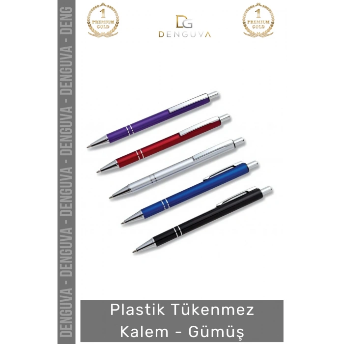 #Kalem Kurumsal Logo Baskılı Promosyon Tasarım Şık Ofis Reklamlık Plastik Tükenmez Kalem Gümüş