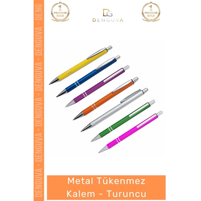 #Kalem Promosyon Kurumsal Logo Baskılı Şık Ergonomik Dayanıklı Metal Tükenmez Kalem Turuncu