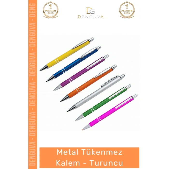 #Kalem Promosyon Kurumsal Logo Baskılı Şık Ergonomik Dayanıklı Metal Tükenmez Kalem Turuncu