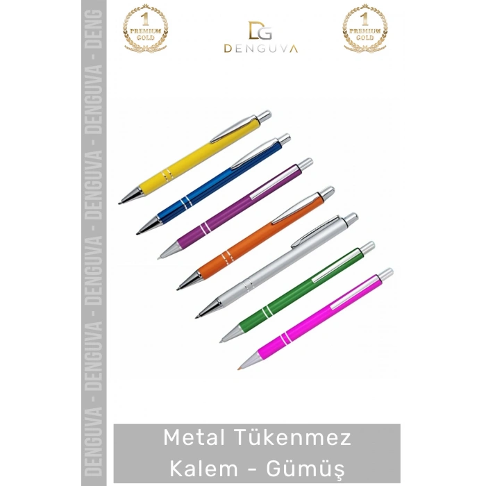 #Kalem Lüks Kurumsal Hediye Lazer Baskı Kaliteli Ofis Aksesuarı Şık Metal Tükenmez Kalem Gümüş