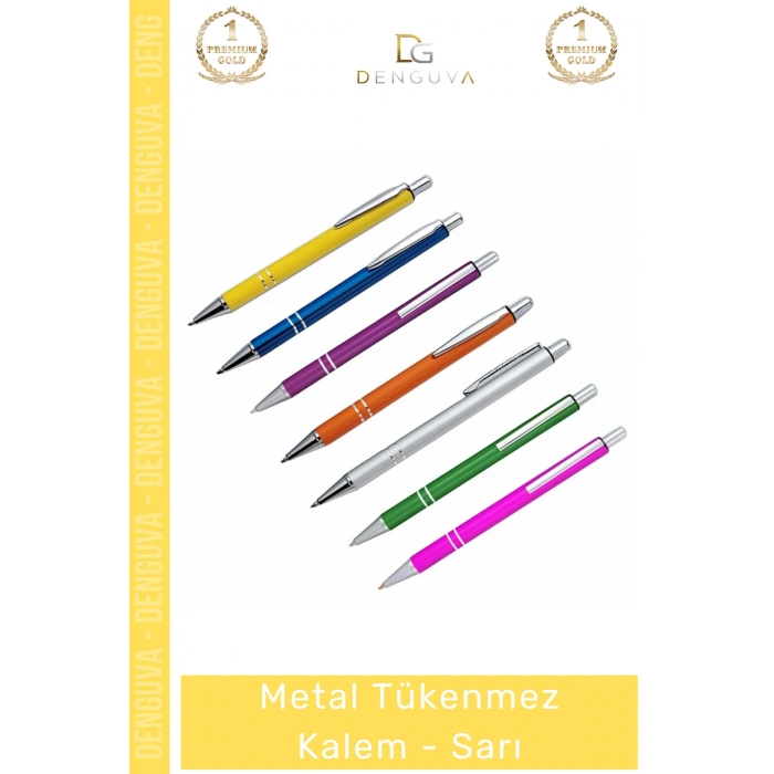 #Kalem Ofis Kurumsal Logo Baskılı Promosyon Lüks Hediye Kaliteli Şık Metal Tükenmez Kalem Sarı