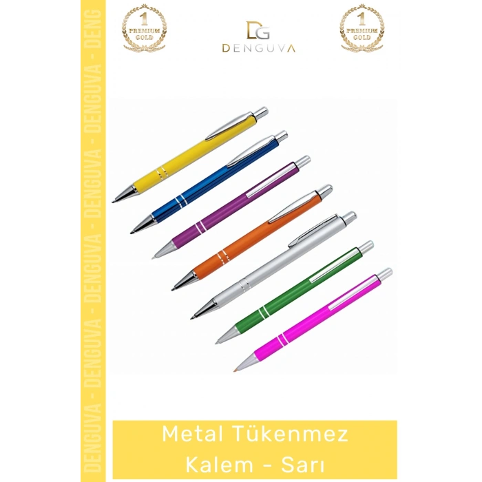 #Kalem Ofis Kurumsal Logo Baskılı Promosyon Lüks Hediye Kaliteli Şık Metal Tükenmez Kalem Sarı