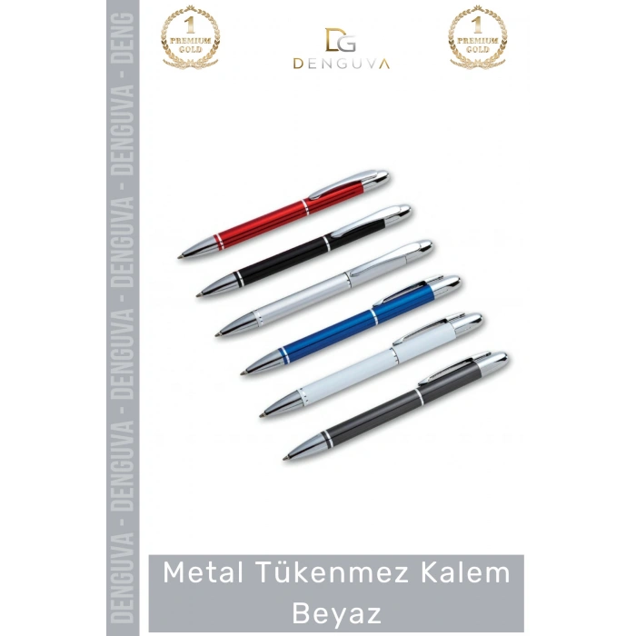 #Kalem Lüks Promosyon Logo Baskılı Kurumsal Hediye Şık Dayanıklı Prestij Metal Tükenmez Kalem Beyaz