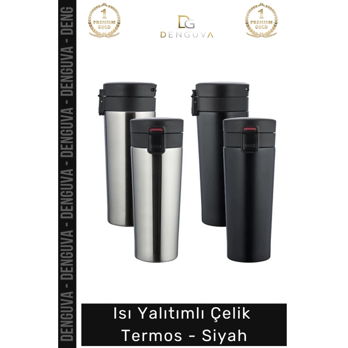 #Termos Modern Tasarım Üstün Yalıtım Teknolojili Paslanmaz Vakumlu Mat Şık Çelik Termos Siyah
