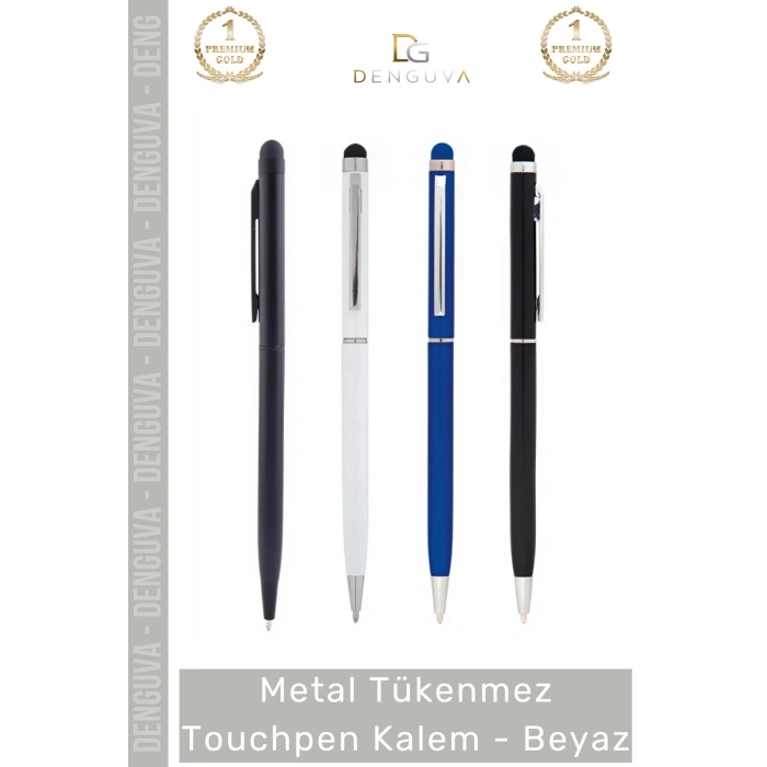 #Kalem Kurumsal Promosyon Lazer Baskı Metal Gövde Dokunmatik Şık Tükenmez Touchpen Kalem Beyaz