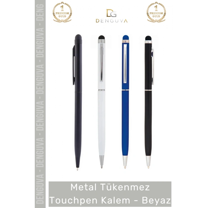 #Kalem Kurumsal Promosyon Lazer Baskı Metal Gövde Dokunmatik Şık Tükenmez Touchpen Kalem Beyaz