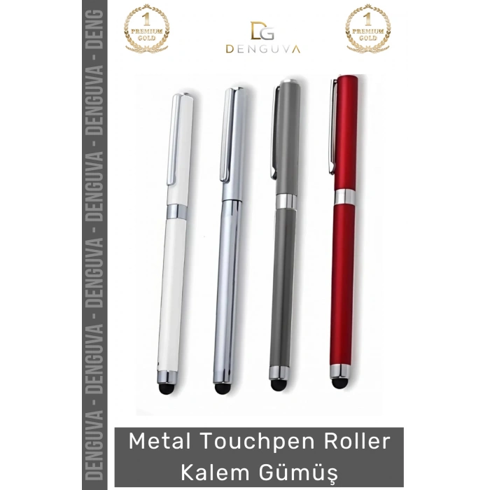 #Kalem Metal Gövde Lüks Şık Prestijli Tasarım Promosyon Logolu Touchpen Roller Kalem Gümüş