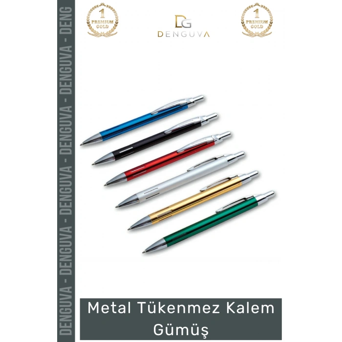 #Kalem Premium Lazer Baskı Kurumsal Prestijli Modern Dayanıklı Şık Metal Tükenmez Kalem Gümüş