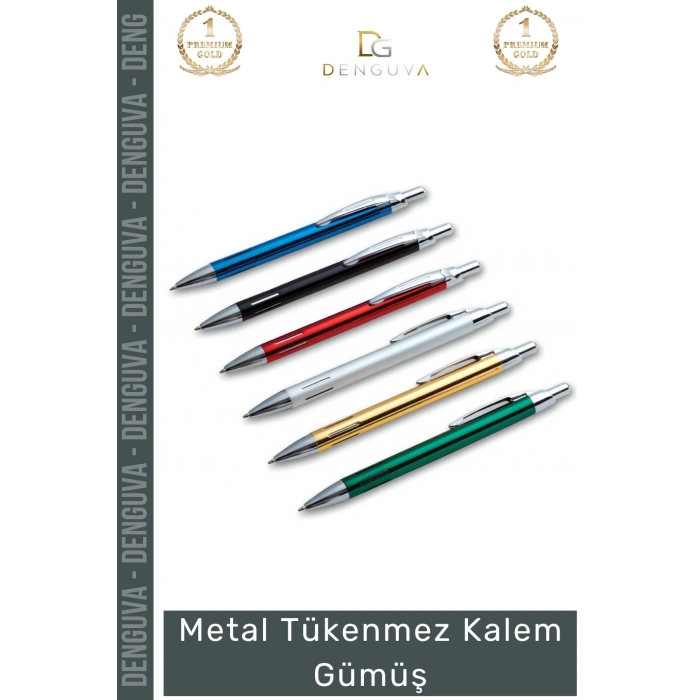 #Kalem Premium Lazer Baskı Kurumsal Prestijli Modern Dayanıklı Şık Metal Tükenmez Kalem Gümüş