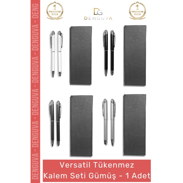 #KalemSeti Metal Gövde Profesyonel Hediye Yazı Takımı Şık Roller Tükenmez Kalem Seti Gümüş - 1 Adet