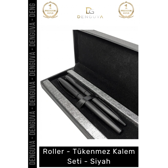 #KalemSeti Lüks Metal Gövdeli Profesyonel Ofis Hediyelik Tasarım Roller Tükenmez Kalem Seti Siyah