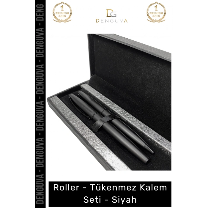 #KalemSeti Lüks Metal Gövdeli Profesyonel Ofis Hediyelik Tasarım Roller Tükenmez Kalem Seti Siyah