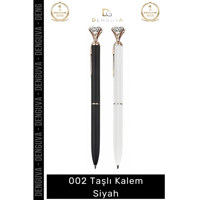 #TaşlıKalem Lüks Metal Gövde Kristal Detaylı Ergonomik Tasarım Kaliteli Mürekkep Taşlı Kalem Siyah