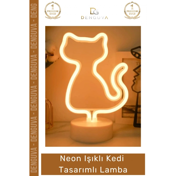#NeonLamba Dekoratif Modern Neon LED Gece Masa Lambası Hediye Estetik Işıklı Kedi Tasarımlı Lamba