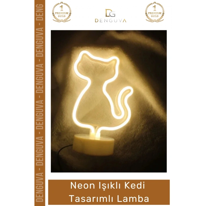 #NeonLamba Dekoratif Modern Neon LED Gece Masa Lambası Hediye Estetik Işıklı Kedi Tasarımlı Lamba