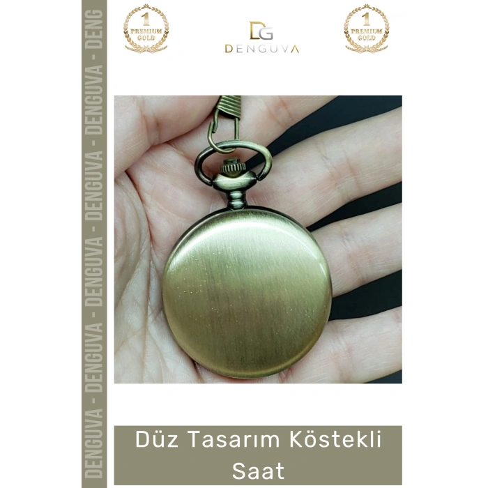 #Eskitme Metal Retro Vintage Kişiye Özel Baskılı Klasik Stil Düz Tasarım Köstekli Saat