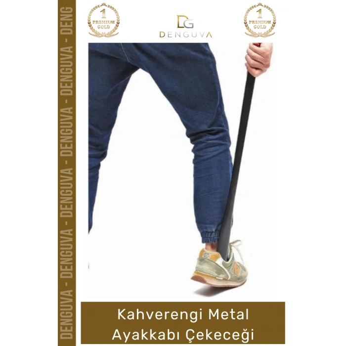 #Kerata 65 cm Ekstra Uzun Boy Kahverengi Sağlam Çelik Ergonomik Konforlu Metal Ayakkabı Çekeceği