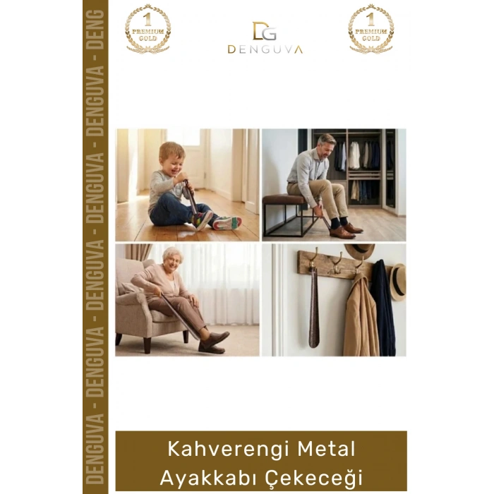 #Kerata 65 cm Ekstra Uzun Boy Kahverengi Sağlam Çelik Ergonomik Konforlu Metal Ayakkabı Çekeceği