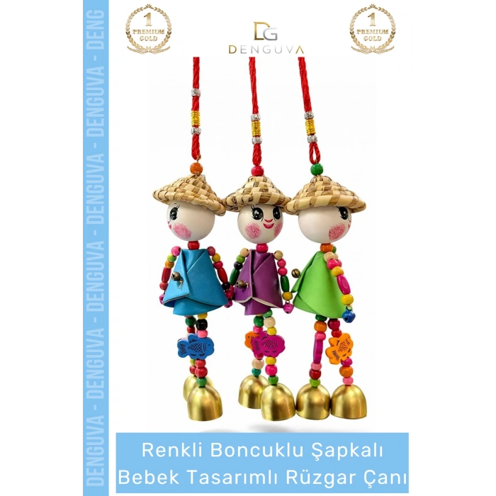 #RüzgarÇanı Renkli Boncuklu Şapkalı El İşçiliği Dekoratif Bahçe Balkon Bebek Tasarımlı Rüzgar Çanı
