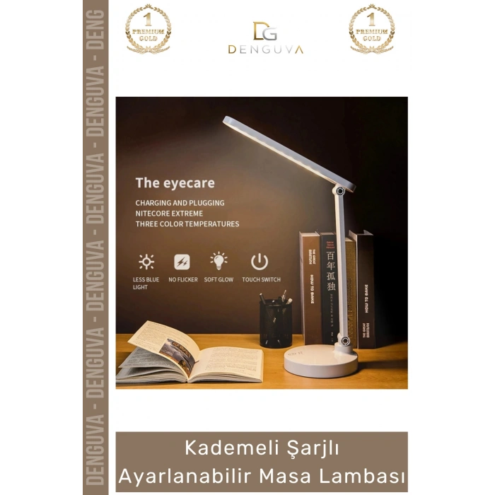 #MasaLambası 40 LED Dokunmatik Şarjlı Göz Yormayan Ofis Tipi Ayarlanabilir Renk Tonu Parlaklık