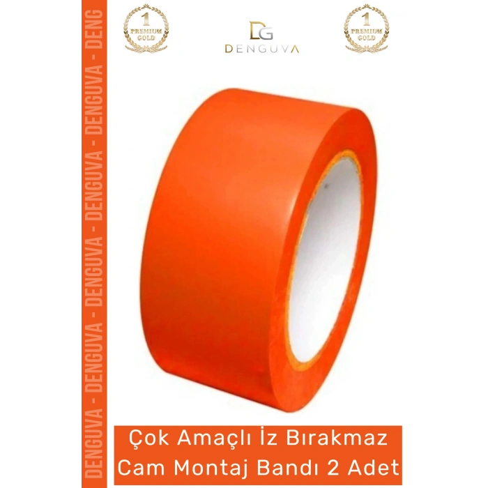 #MontajBandı Turuncu PVC İz Bırakmaz 48mm 25 Metre Oto Ev Ofis Cam Montaj Sabitleme Bandı - 2 Adet