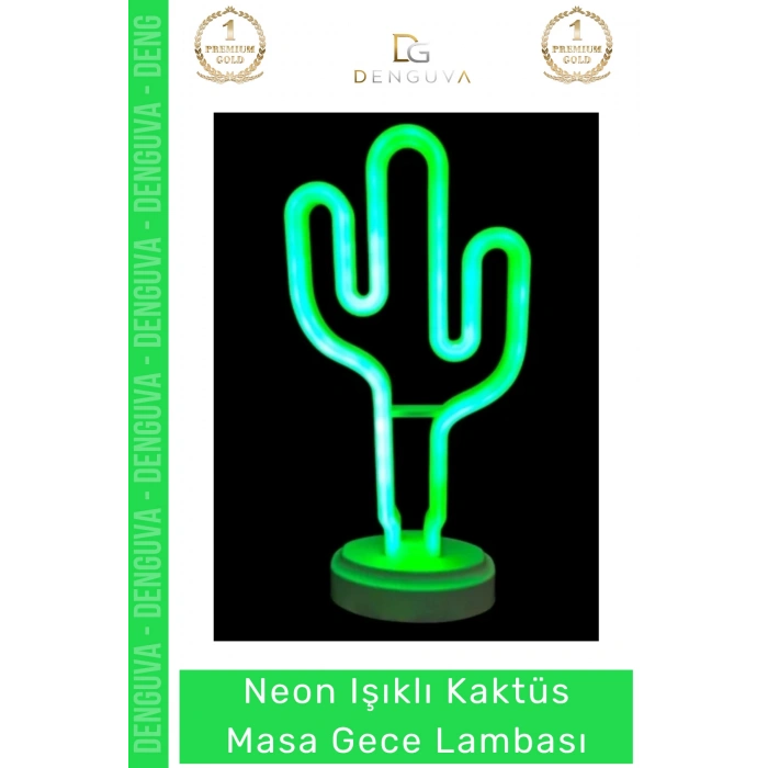 #Lamba Neon Işıklı LED Dekoratif Yeşil Tasarım Modern Ev Ofis Hediye Kaktüs Masa Gece Lambası