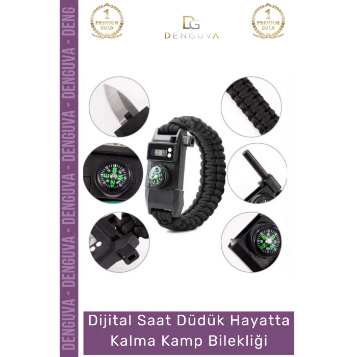 #Bileklik Paracord Dijital Saat Taktik Outdoor Doğa Acil Durum Seti Hayatta Kalma Kamp Bilekliği