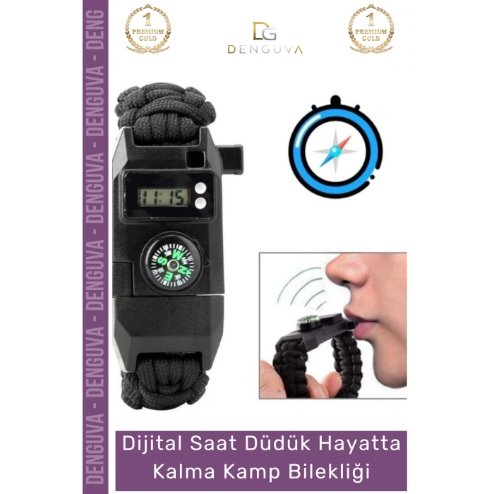 #Bileklik Paracord Dijital Saat Taktik Outdoor Doğa Acil Durum Seti Hayatta Kalma Kamp Bilekliği