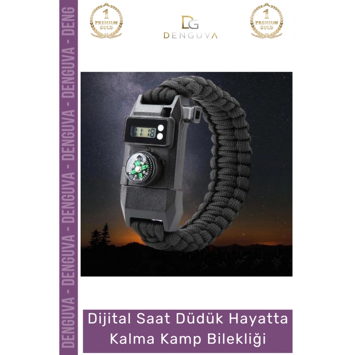 #Bileklik Paracord Dijital Saat Taktik Outdoor Doğa Acil Durum Seti Hayatta Kalma Kamp Bilekliği