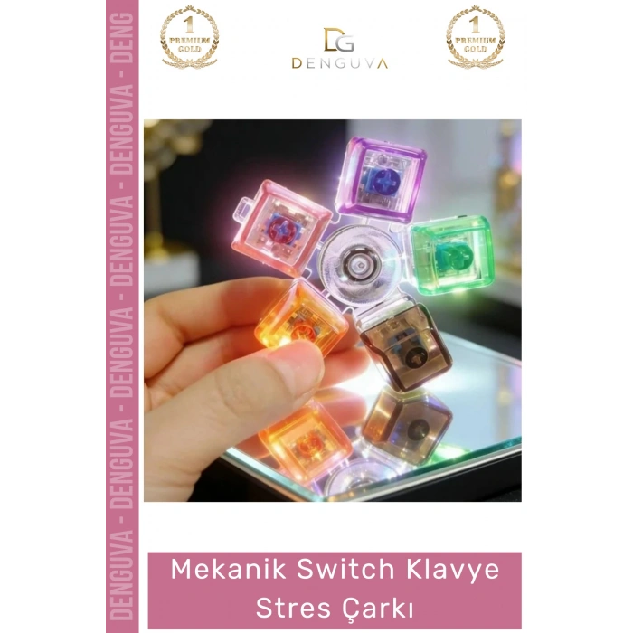 #StresÇarkı Mekanik Klavye Switch Şeffaf Akrilik Rulman Stres Çarkı Renkli Tuşlu Fidget Oyuncak
