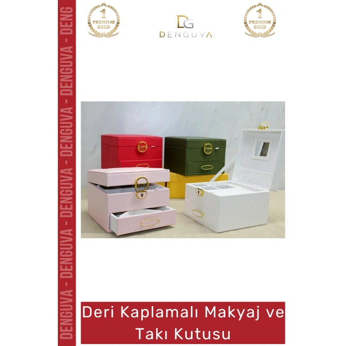 #TakıKutusu Lüks Şık Organizer Takı Çantası Modern Saklama Kutusu Deri Kaplamalı Makyaj Takı Kutusu