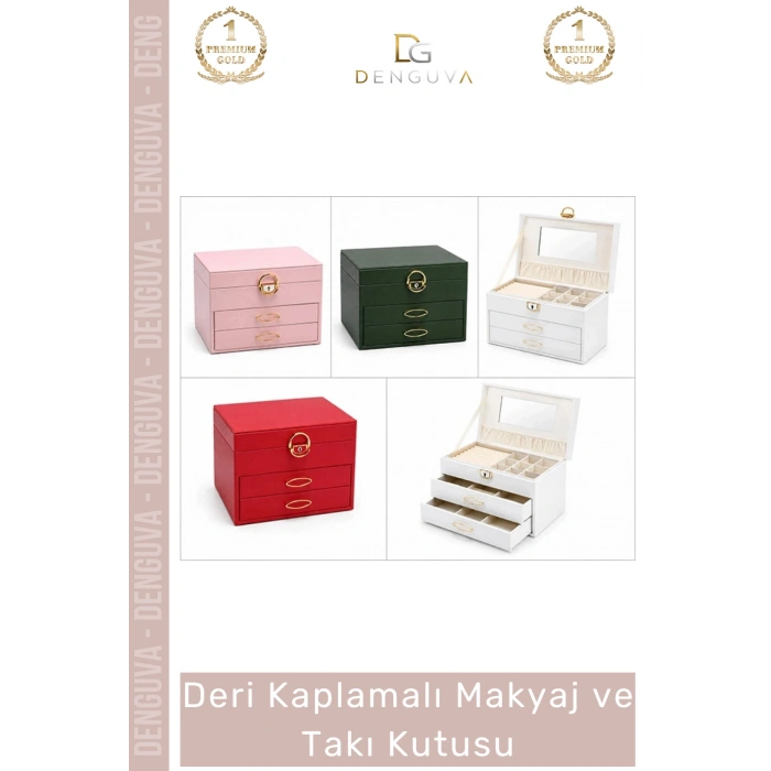 #TakıKutusu Lüks Tasarım Bölmeli Organizer Suni Deri Dayanıklı Deri Kaplamalı Makyaj Takı Kutusu
