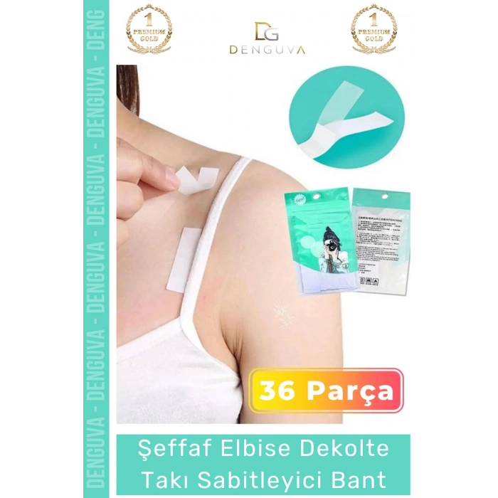 #KıyafetBandı Şeffaf Çift Taraflı Vücut Kıyafet Sabitleyici Yaka Bluz Elbise Kaydırmaz 36 Parça Bant