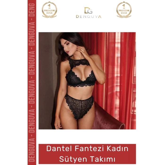 #FanteziSütyen Siyah Dantelli Sezon Zarif Şık Seksi Çekici Rahat Feminen Fantezi Kadın Sütyen Takım